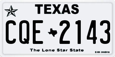 TX license plate CQE2143