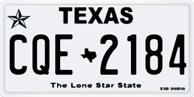 TX license plate CQE2184