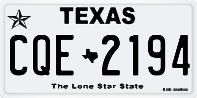 TX license plate CQE2194