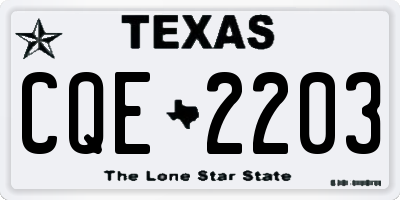TX license plate CQE2203