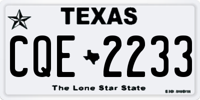 TX license plate CQE2233