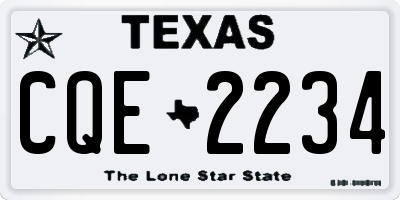 TX license plate CQE2234