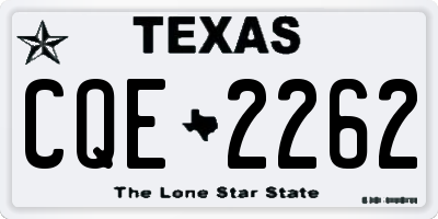 TX license plate CQE2262