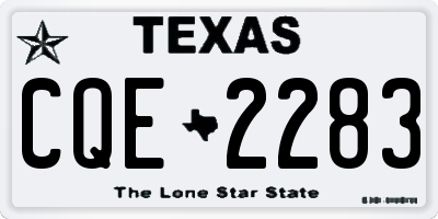 TX license plate CQE2283