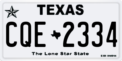 TX license plate CQE2334