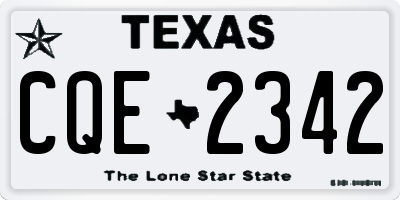 TX license plate CQE2342