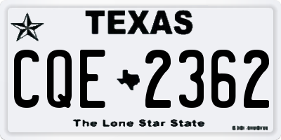 TX license plate CQE2362