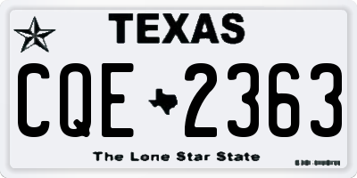 TX license plate CQE2363