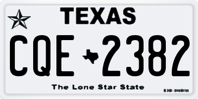 TX license plate CQE2382