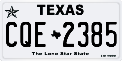 TX license plate CQE2385
