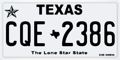 TX license plate CQE2386