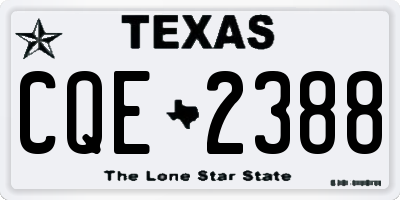 TX license plate CQE2388