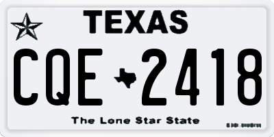 TX license plate CQE2418