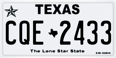 TX license plate CQE2433