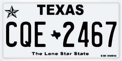 TX license plate CQE2467