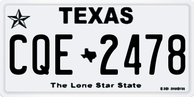 TX license plate CQE2478