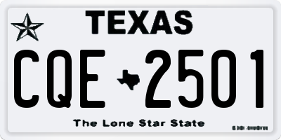 TX license plate CQE2501