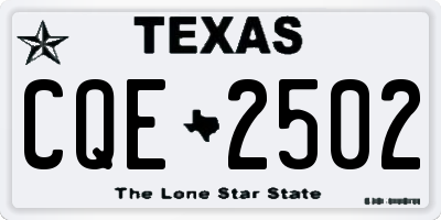 TX license plate CQE2502