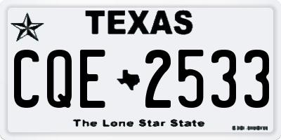 TX license plate CQE2533