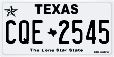TX license plate CQE2545