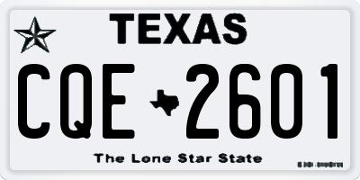 TX license plate CQE2601