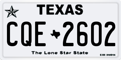 TX license plate CQE2602