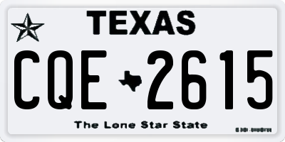 TX license plate CQE2615