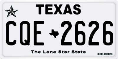 TX license plate CQE2626
