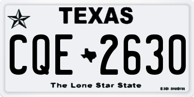 TX license plate CQE2630