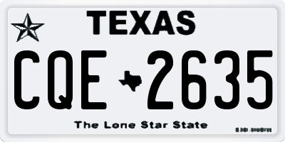 TX license plate CQE2635