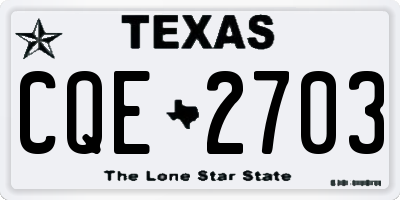 TX license plate CQE2703