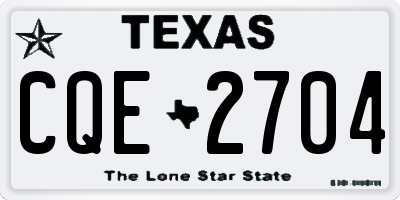 TX license plate CQE2704