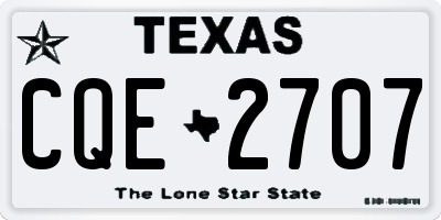 TX license plate CQE2707