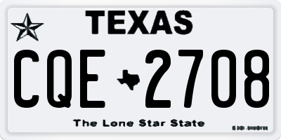 TX license plate CQE2708
