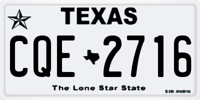 TX license plate CQE2716