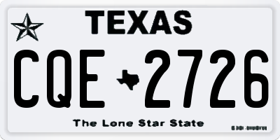 TX license plate CQE2726