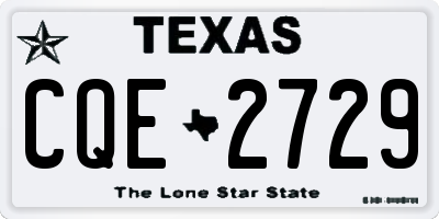 TX license plate CQE2729