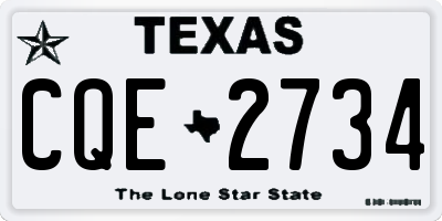 TX license plate CQE2734