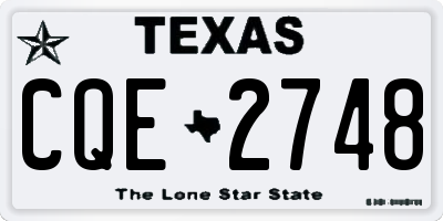 TX license plate CQE2748