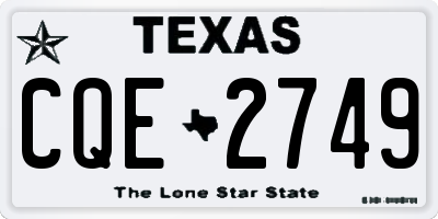TX license plate CQE2749