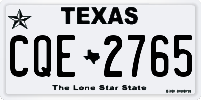 TX license plate CQE2765