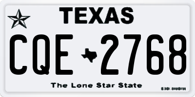 TX license plate CQE2768