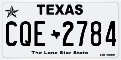 TX license plate CQE2784