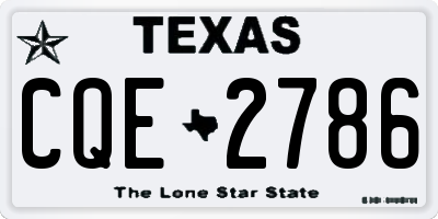 TX license plate CQE2786