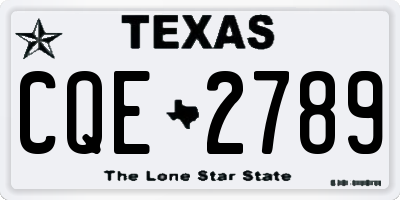 TX license plate CQE2789