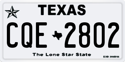 TX license plate CQE2802