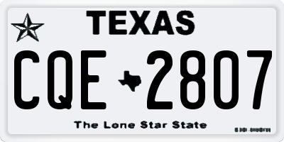 TX license plate CQE2807