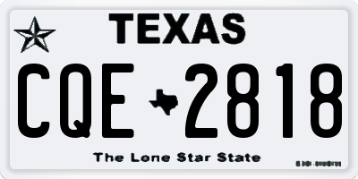 TX license plate CQE2818