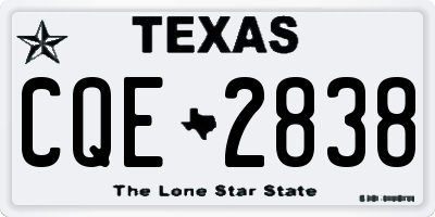 TX license plate CQE2838