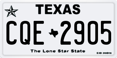 TX license plate CQE2905